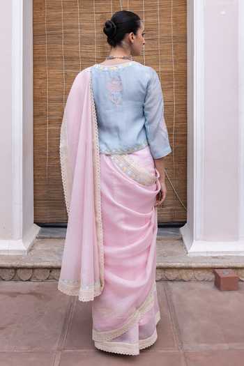 Label Nimbus Chanderi Saree With Embroidered Blouse 
