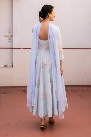 Label Nimbus Ice Melt Ottan Hand Painted Anarkali Set 