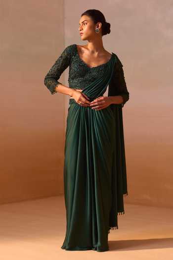 Nitika Gujral Pre-Draped Saree With Embroidered Blouse 
