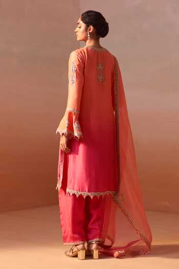 Nitika Gujral Carrot Embellished Ombre Kurta Set 