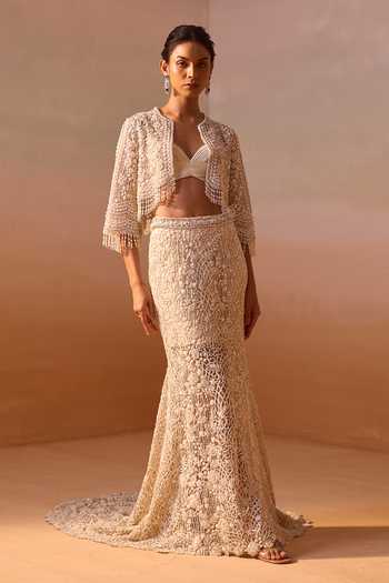Nitika Gujral Embellished Trail Skirt Set With Jacket 