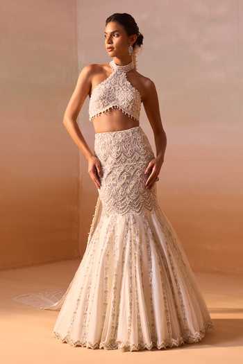 Nitika Gujral Embellished Fishtailed Skirt With Blouse 