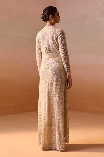Nitika Gujral Embroidered Long Jacket & Draped Skirt Set 