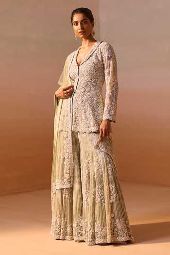 Nitika Gujral Embroidered Peplum Kurta Sharara Set 