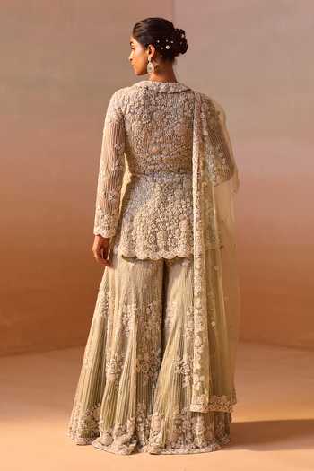 Nitika Gujral Embroidered Peplum Kurta Sharara Set 