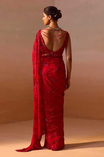 Nitika Gujral Embroidered Saree With Jaal Blouse 