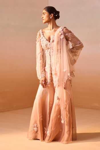 Nitika Gujral Floral Embellished Peplum Kurta Gharara Set 