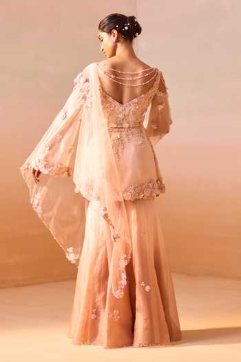 Nitika Gujral Floral Embellished Peplum Kurta Gharara Set 