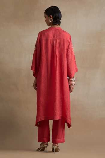 One Not Two Embroidered Silk Kurta & Pant Set 