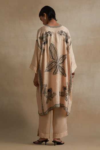 One Not Two Embroidered Silk Kurta & Pant Set 