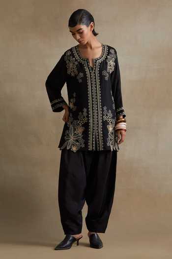 One Not Two Embroidered Silk Kurta & Salwar Set 