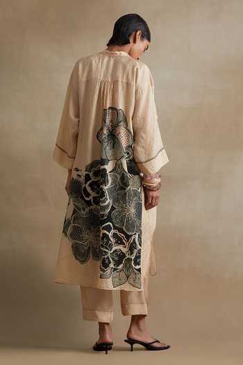 One Not Two Printed Silk Kurta & Pant Set 