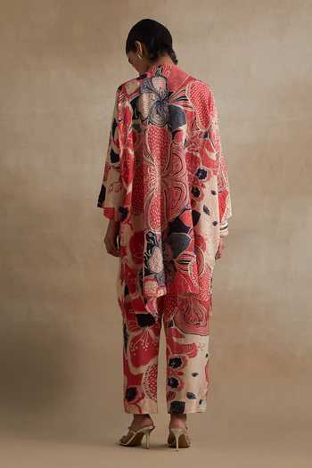 One Not Two Printed Silk Kurta & Pant Set 