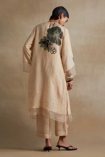 One Not Two Printed Silk Kurta & Pant Set 