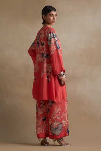 One Not Two Printed Silk Kurta & Pant Set 