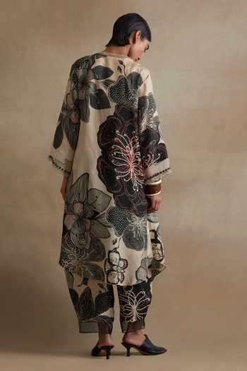 One Not Two Printed Silk Kurta & Pant Set 