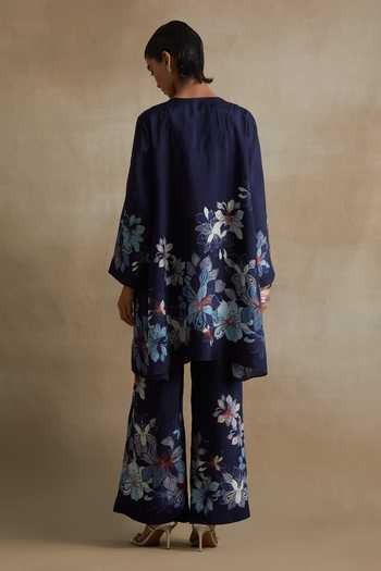 One Not Two Printed Silk Kurta & Pant Set 