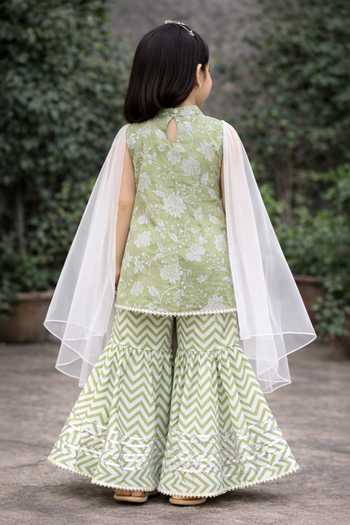 Pankhuri By Priyanka Garden Print Kurta Sharara Set 