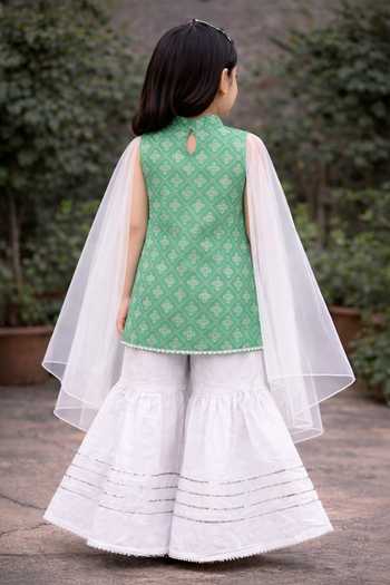 Pankhuri By Priyanka Block Print Kurta Sharara Set 