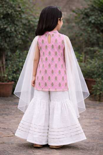 Pankhuri By Priyanka Floral Print Kurta Sharara Set 