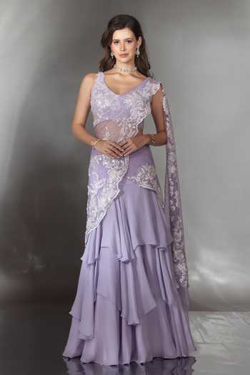 Saaj By Ankita Layered Pre-Draped Lehenga Saree With Blouse 