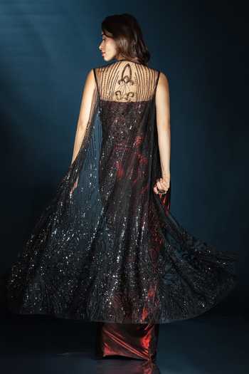 Saaj By Ankita Corset Draped Gown & Cape Set 