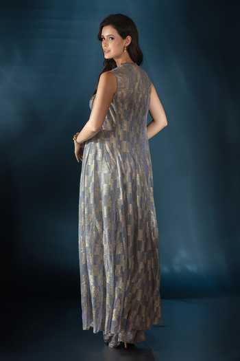 Saaj By Ankita Embroidered Cape Skirt Set 