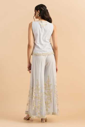 Roohbyridhimaa Eva Embroidered Waistcoat With Flared Pant 