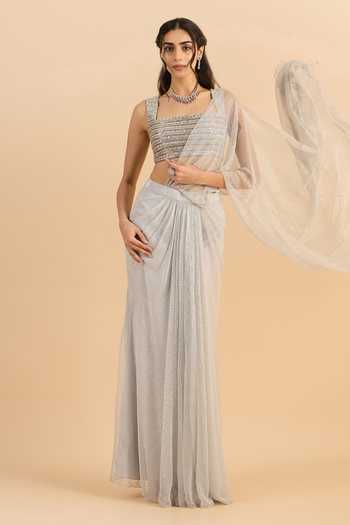 Roohbyridhimaa Arian Pre-Draped Saree With Embroidered Blouse 