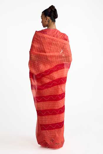 Naina Jain Bandhani Organza Saree With Blouse 