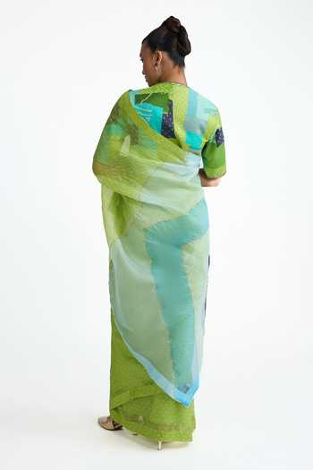 Naina Jain Contrast Palla Bandhani Saree With Blouse 