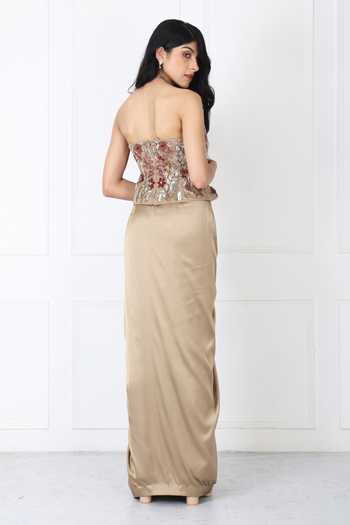 Isha Regalia Draped Skirt With Embroidered Corset 