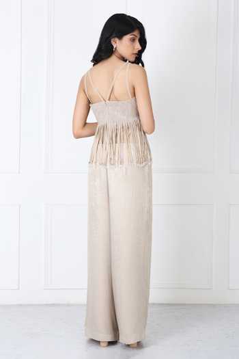 Isha Regalia Floral Fringed Bodysuit With Pant 