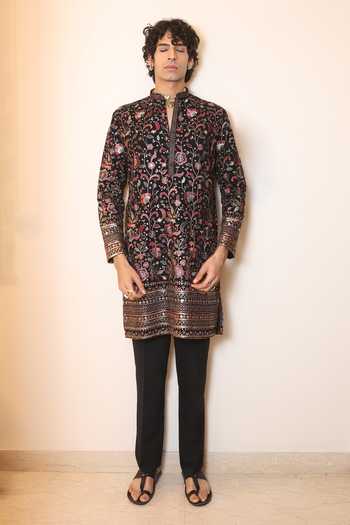 Shop_Dev Ki Raha_Multi Color Georgette Behruz Floral Embroidered Kurta Set _Online_at_Aza_Fashions