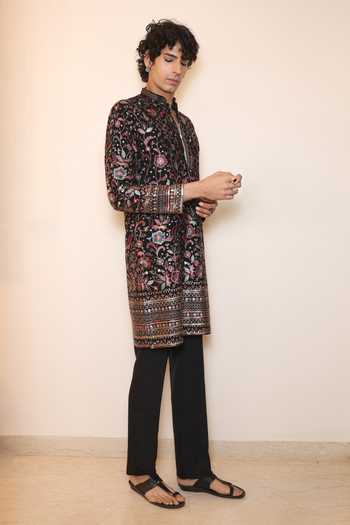 Dev Ki Raha_Multi Color Georgette Behruz Floral Embroidered Kurta Set _at_Aza_Fashions