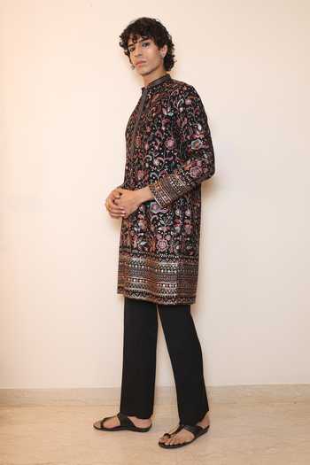 Shop_Dev Ki Raha_Multi Color Georgette Behruz Floral Embroidered Kurta Set 