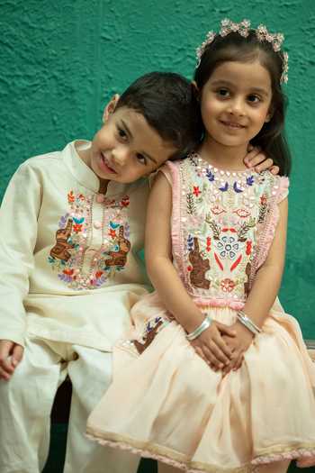 Shop_Rage Attire-Sweta Saria_Ivory Silk, Bemberg, Cotton Yoke Embroidered Kurta Set _Online_at_Aza_Fashions