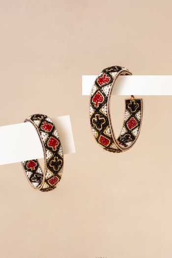 Buy_KARAARI_Black Suits Of Cards Hoops _Online_at_Aza_Fashions