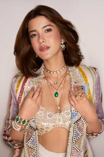 Buy_Aseem Kapoor_Multi Color Net, Silk Beads, Embroidery Noori Stripe Print Jacket Skirt Set 