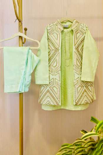 Rage Attire-Sweta Saria Embroidered Nehru Jacket Kurta Set 