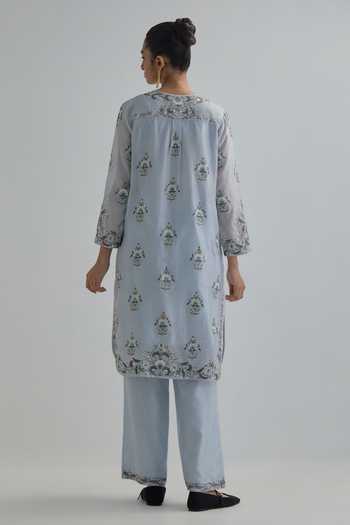 Kora Floral Butta Silk Chanderi Kurta Set 