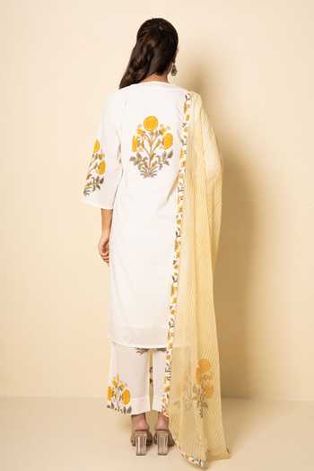 Kameez Summer Cotton Floral Block Print Kurta Set 