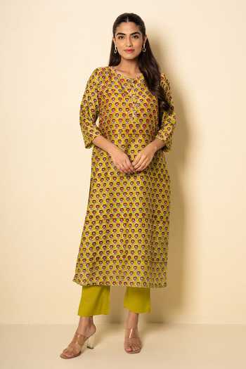 Kameez Floral Block Print Kurta & Pant Set 