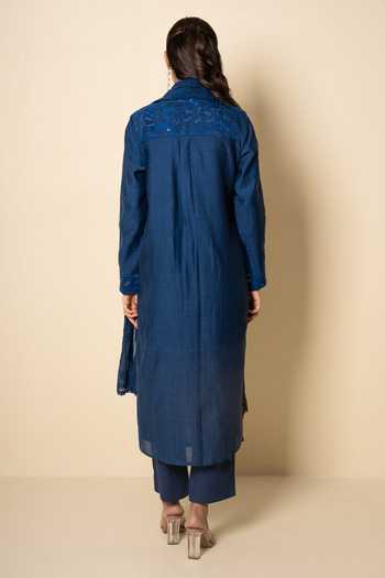 Kameez Bloom Chanderi Floral Embroidered Kurta Set 