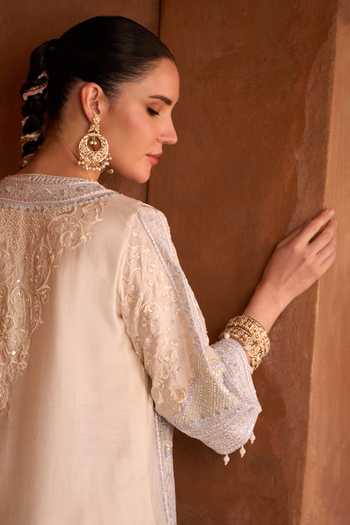 Shop_Sheetal Batra_Blue , Chanderi, Organza Nurvi Kurta Set _Online_at_Aza_Fashions