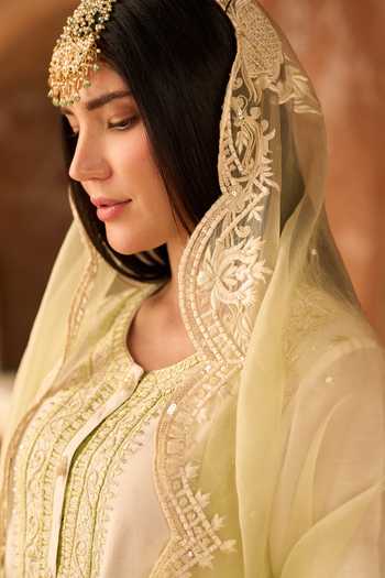 Sheetal Batra_Ivory , Chanderi, , Embroidery Round Ena Kurta Set _at_Aza_Fashions