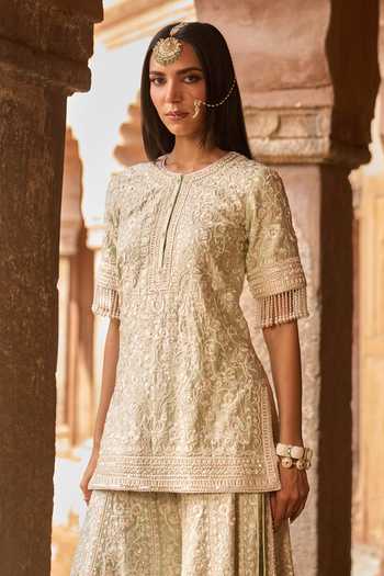 Buy Sheetal Batra Mint , Chanderi, Organza Round Neck, Yes Heer Kurta Set Online at Aza Fashions Buy_Sheetal Batra_Mint , Chanderi, Organza Round Neck, Yes Heer Kurta Set _Online_at_Aza_Fashions