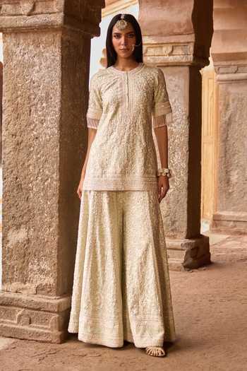 Shop Sheetal Batra Mint , Chanderi, Organza Round Neck, Yes Heer Kurta Set Online at Aza Fashions Shop_Sheetal Batra_Mint , Chanderi, Organza Round Neck, Yes Heer Kurta Set _Online_at_Aza_Fashions