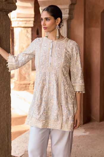 Sheetal Batra Blue Silk, , Silk, Organza, Saboor Parsi Gara Work Kurta Set Online at Aza Fashions Sheetal Batra_Blue Silk, , Silk, Organza, Saboor Parsi Gara Work Kurta Set _Online_at_Aza_Fashions