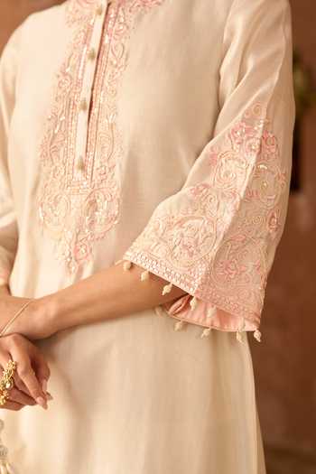 Buy_Sheetal Batra_Pink , Chanderi, Cotton, Organza Hani Kurta Set _Online_at_Aza_Fashions